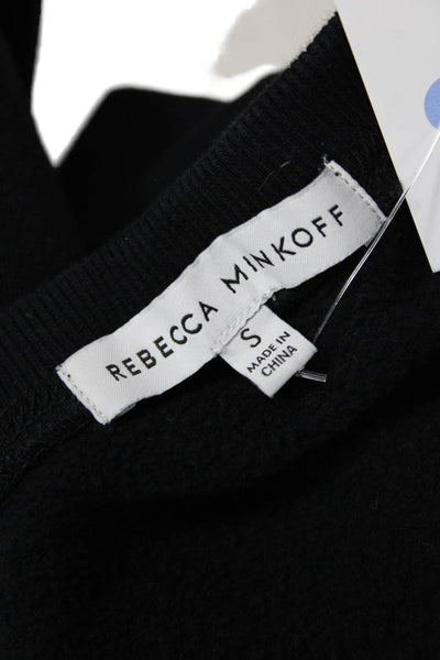 Rebecca Minkoff Women Pullover Square-Neck Black Cotton Sweater Size S