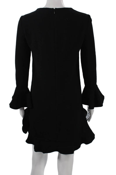 Jill Stuart Women Shift Dress Black Virgin Wool Long Sleeve Zip Size 2
