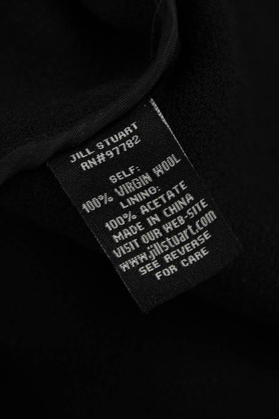 Jill Stuart Women Shift Dress Black Virgin Wool Long Sleeve Zip Size 2