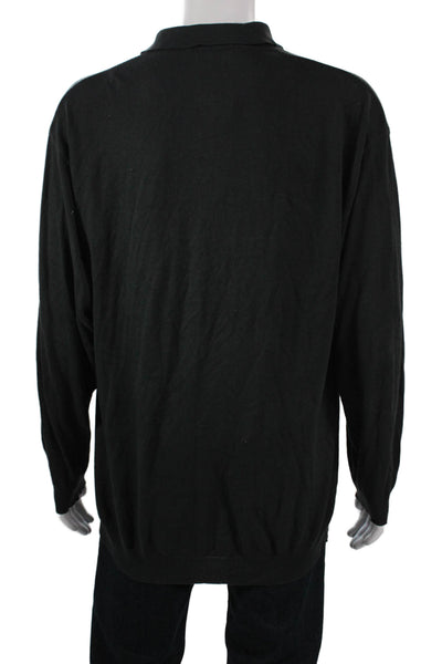 Raffi Mens Henley Sweater Long Sleeve Cotton Gray Collared Size XL