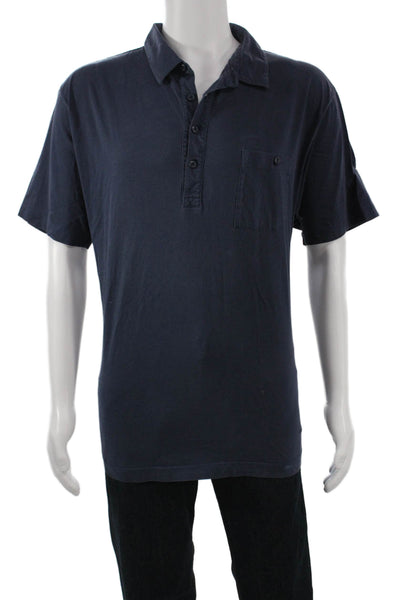 Patagonia Mens Polo Shirt Blue Organic Cotton Short Sleeve Size XL