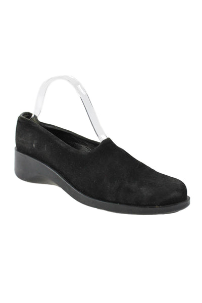 Robert Clergerie Womens Suede Slip-On Heeled Loafers Black Size 7.5