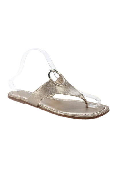 Bernardo Womens Leather Slip-On Thong Flat Sandals Gold Size 8