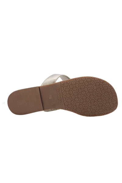 Bernardo Womens Leather Slip-On Thong Flat Sandals Gold Size 8