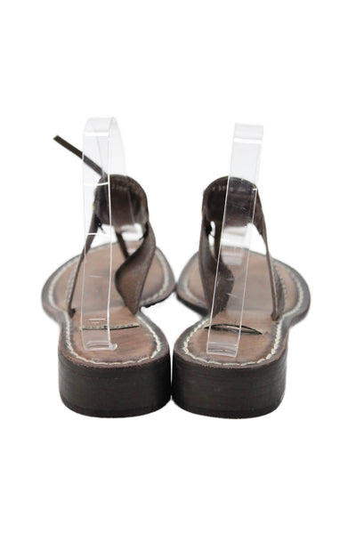 Bernardo Womens Leather Slip-On Thong Flat Sandals Brown Size 8