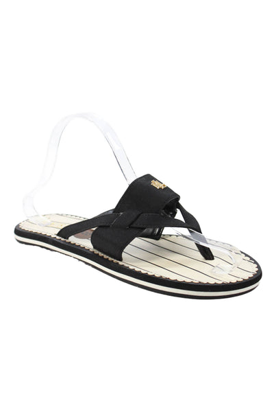 Lauren Ralph Lauren Womens Slip-On Thong Flip-Flops Black Size 8