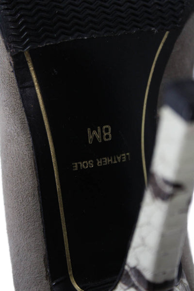 Charles Jourdan Paris Womens Suede Peep Toe Slip-On High Heels Gray Size 8