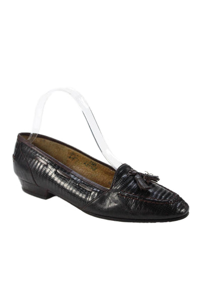 Mayer Hong Kong Womens Embossed Leather Slip-On Loafers Brown Size 8
