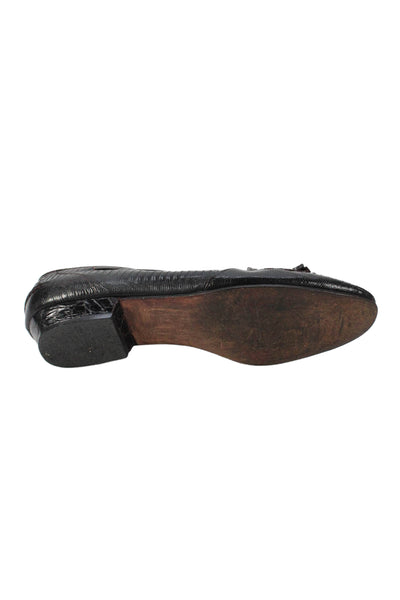 Mayer Hong Kong Womens Embossed Leather Slip-On Loafers Brown Size 8