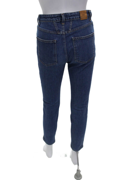 Closed Womens Skinny Jeans Blue Cotton Blend Mid Rise Button Size 26 Petite