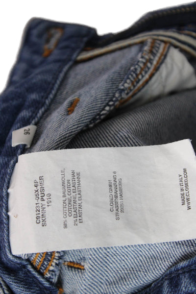 Closed Womens Skinny Jeans Blue Cotton Blend Mid Rise Button Size 26 Petite