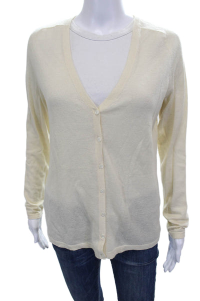 Lord & Taylor Womens Cashmere Ivory V-Neck Cardigan Size M