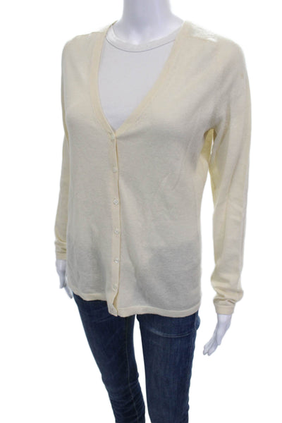 Lord & Taylor Womens Cashmere Ivory V-Neck Cardigan Size M