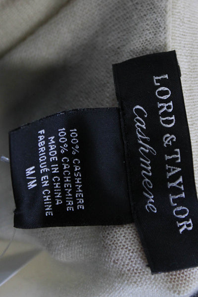 Lord & Taylor Womens Cashmere Ivory V-Neck Cardigan Size M