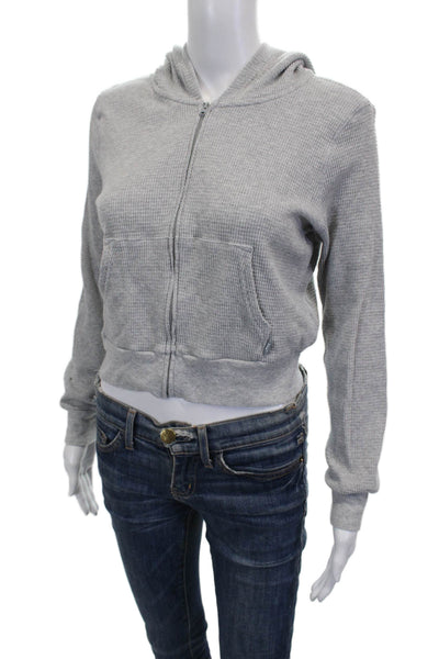 TNA Womens Gray Cotton Full Zip Hoodie Long Sleeve Size S