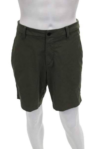 Lululemon Mens Athletic Shorts Green Nylon Blend Zip Size 38