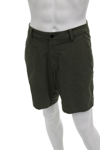 Lululemon Mens Athletic Shorts Green Nylon Blend Zip Size 38