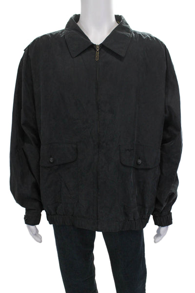 Bobby Jones Mens Windbreaker Black Rayon Zip Golf Size 2XL