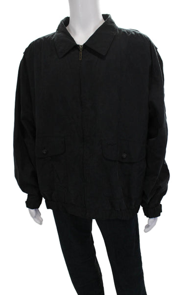 Bobby Jones Mens Windbreaker Black Rayon Zip Golf Size 2XL