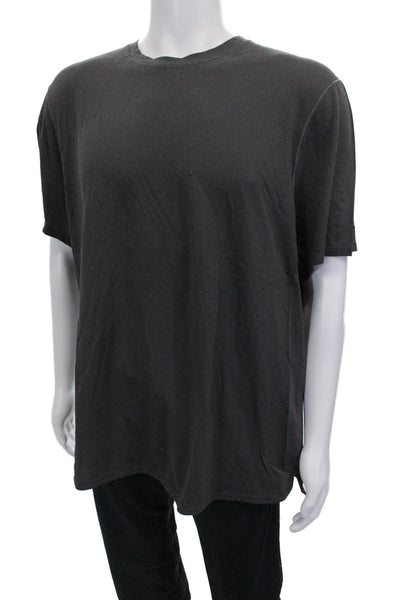 Lululemon Mens Basic Gray Geometric Crew Neck Nylon Blend T-Shirt Size XL