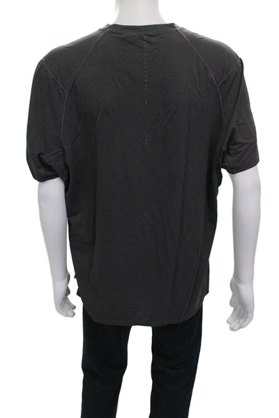 Lululemon Mens Basic Gray Geometric Crew Neck Nylon Blend T-Shirt Size XL