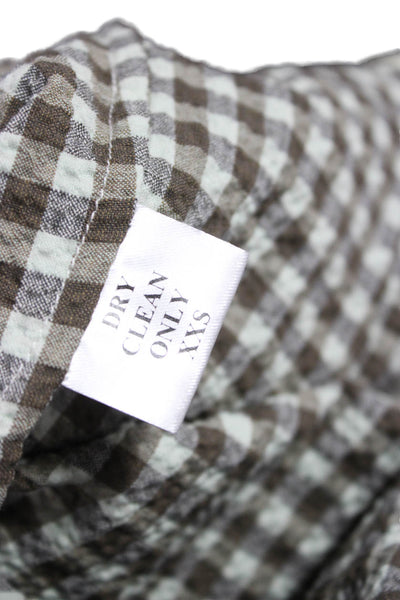 Tish Cox Women Fit & Flare Gingham Midi Dress Brown Long Sleeve Size 2XS