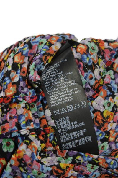 The Kooples Women Floral V Neck Long Sleeve Zip Polyester Blouse Size 3