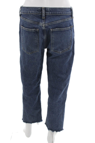 Agolde Womens Cropped Blue Jeans Button Cotton Blend Size 27
