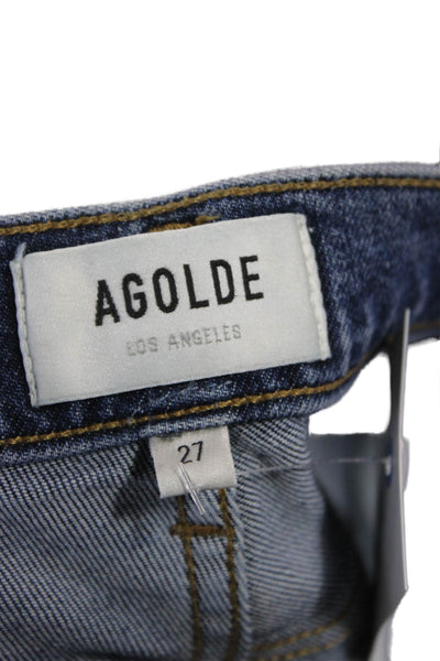Agolde Womens Cropped Blue Jeans Button Cotton Blend Size 27