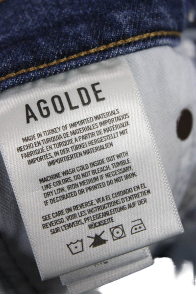 Agolde Womens Cropped Blue Jeans Button Cotton Blend Size 27