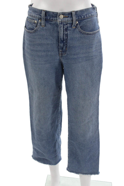 J Crew Womens Cropped Mid Rise Blue Jeans Petite Size 27