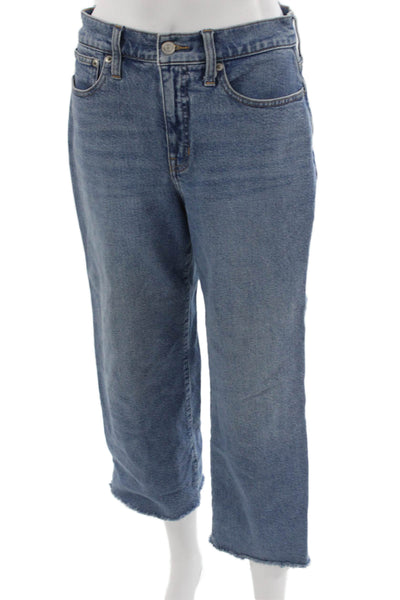 J Crew Womens Cropped Mid Rise Blue Jeans Petite Size 27
