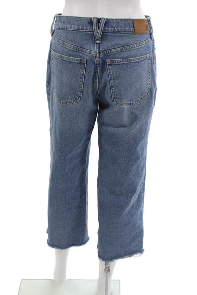 J Crew Womens Cropped Mid Rise Blue Jeans Petite Size 27
