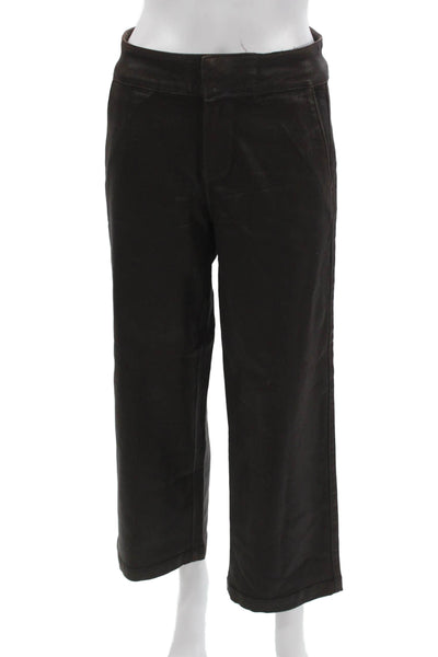 Paige Black Label Womens Straight Pants Brown Rayon Button Inseam 27 Size 26