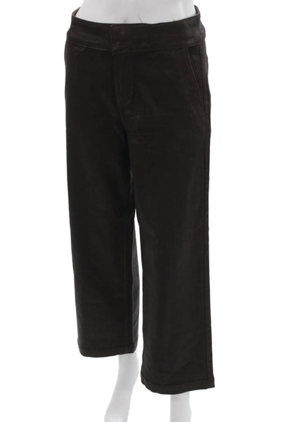 Paige Black Label Womens Straight Pants Brown Rayon Button Inseam 27 Size 26