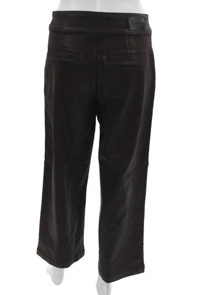 Paige Black Label Womens Straight Pants Brown Rayon Button Inseam 27 Size 26