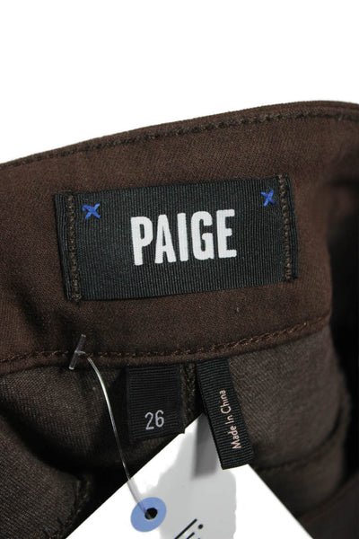 Paige Black Label Womens Straight Pants Brown Rayon Button Inseam 27 Size 26
