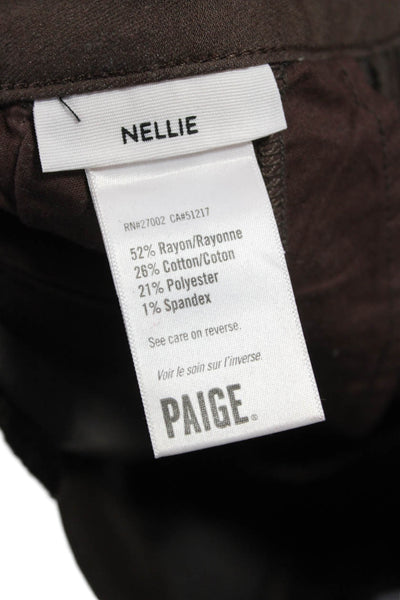 Paige Black Label Womens Straight Pants Brown Rayon Button Inseam 27 Size 26