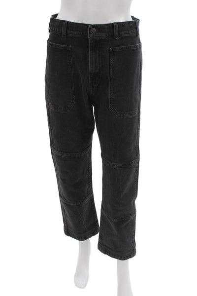 Madewell Women Straight Jeans High Rise Black Cotton Button Size 27