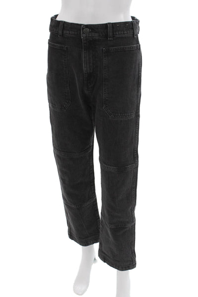 Madewell Women Straight Jeans High Rise Black Cotton Button Size 27