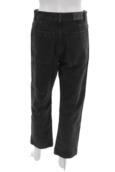 Madewell Women Straight Jeans High Rise Black Cotton Button Size 27
