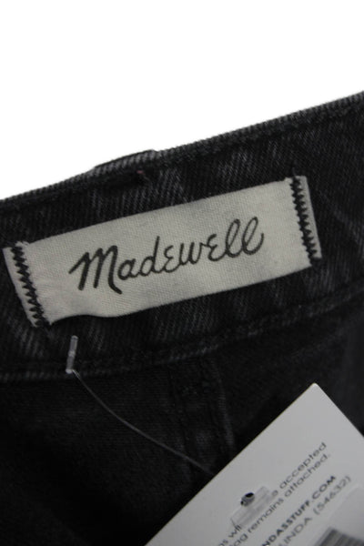 Madewell Women Straight Jeans High Rise Black Cotton Button Size 27