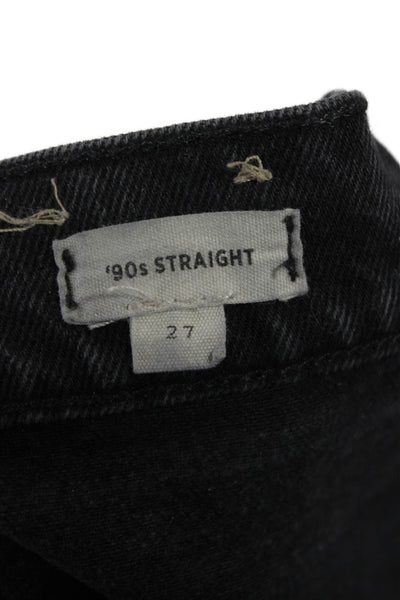 Madewell Women Straight Jeans High Rise Black Cotton Button Size 27