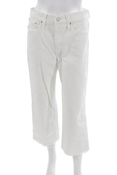 J Crew Women Cropped White High Rise Jeans Petite Size 27