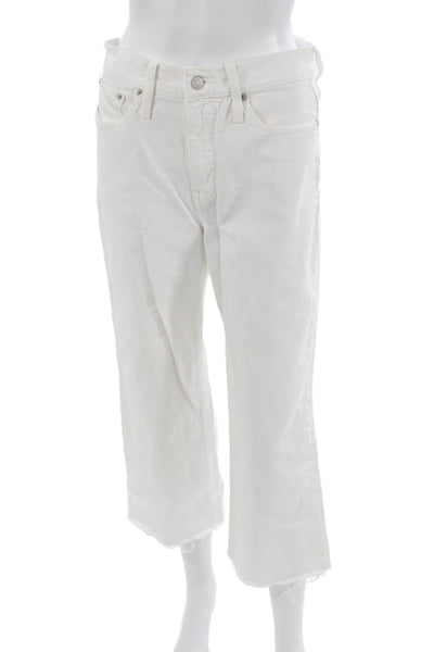 J Crew Women Cropped White High Rise Jeans Petite Size 27