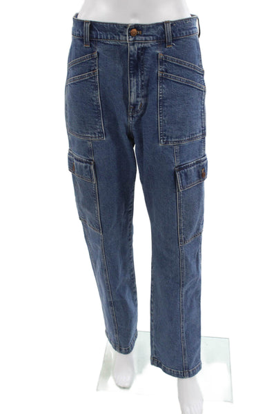 Madewell Women Straight Jeans Blue High Rise Button 30in Inseam Size 28