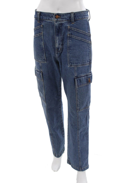 Madewell Women Straight Jeans Blue High Rise Button 30in Inseam Size 28