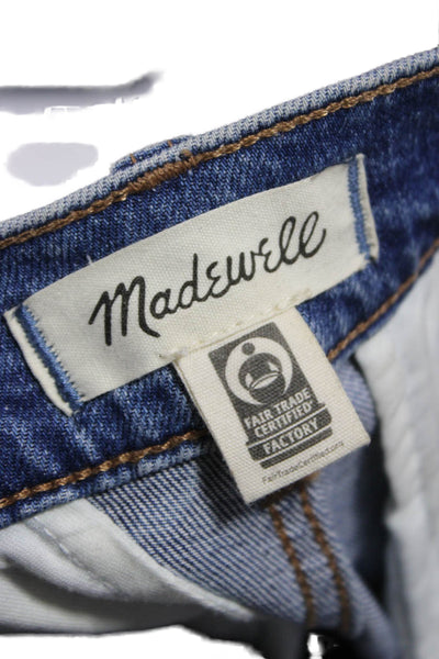Madewell Women Straight Jeans Blue High Rise Button 30in Inseam Size 28