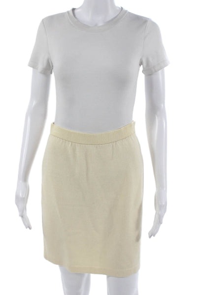 St. John Basics Women Pencil Skirt Beige Viscose Pull On Short Size 2