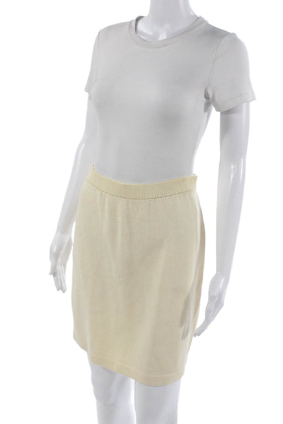 St. John Basics Women Pencil Skirt Beige Viscose Pull On Short Size 2